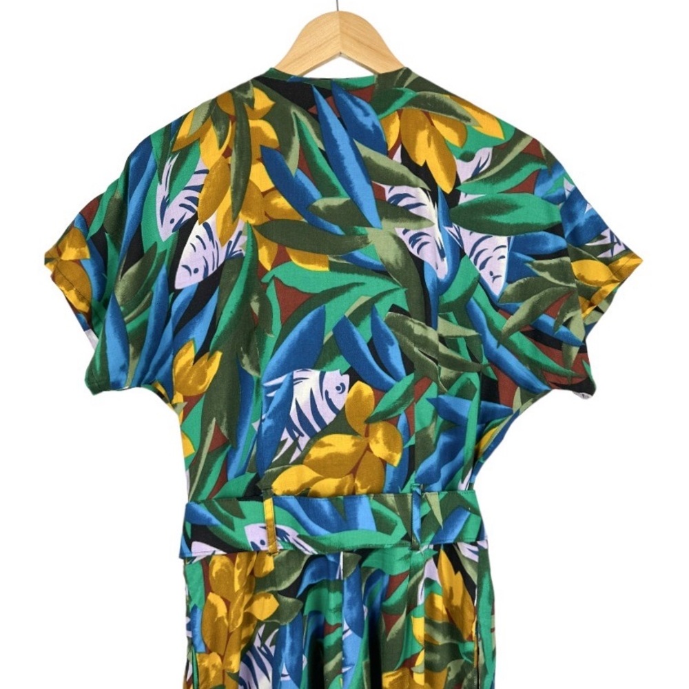 Vintage Milanzo Fish Print Belted Romper Size 9/10 - Picture 9 of 12